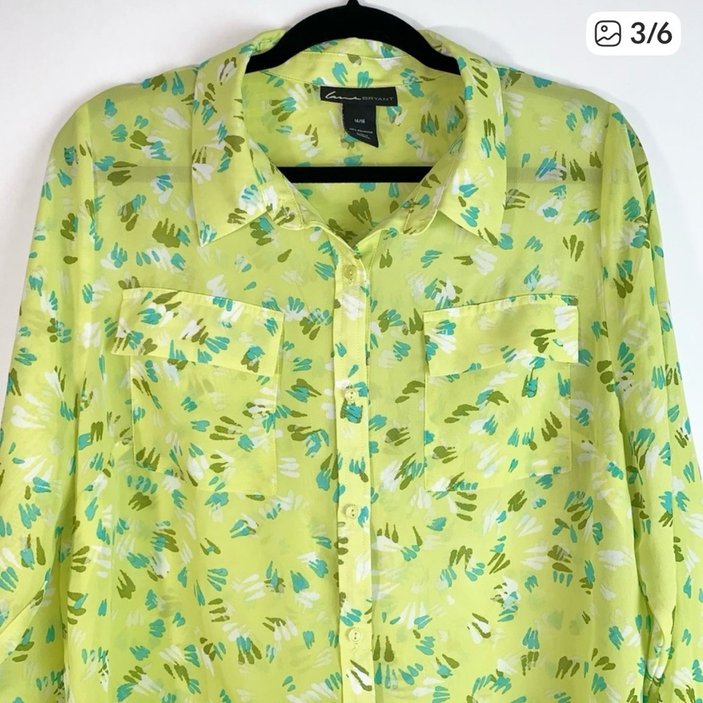 Lane Bryant neon printed long sleeve blouse
